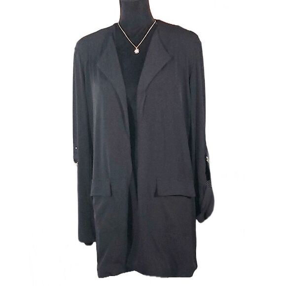 Lane Bryant Waterfall  Roll Tab Sleeve Open Front Duster Blazer Jacket SZ 14/16 - Picture 1 of 9
